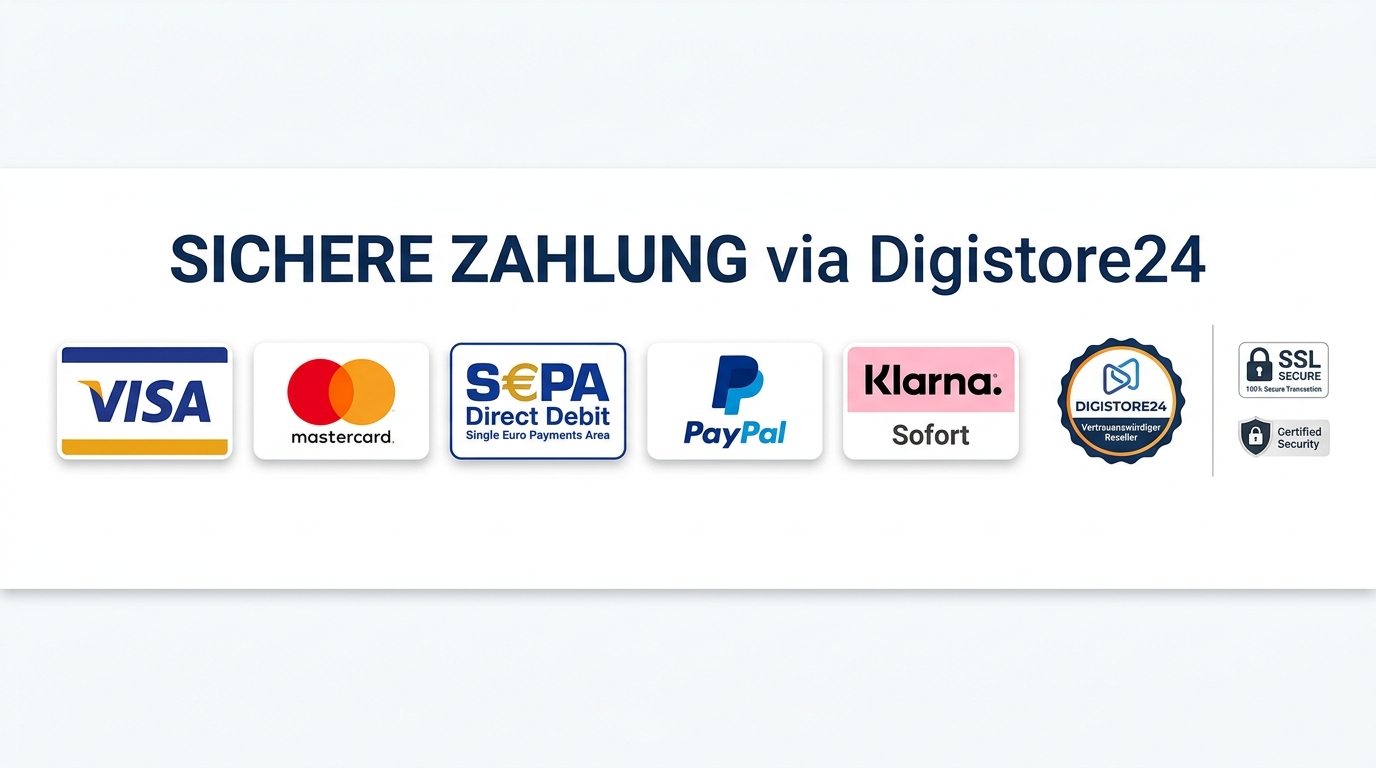 Sichere Zahlungsmethoden: Visa, Mastercard, SEPA, PayPal, Vorkasse — 100% sicher